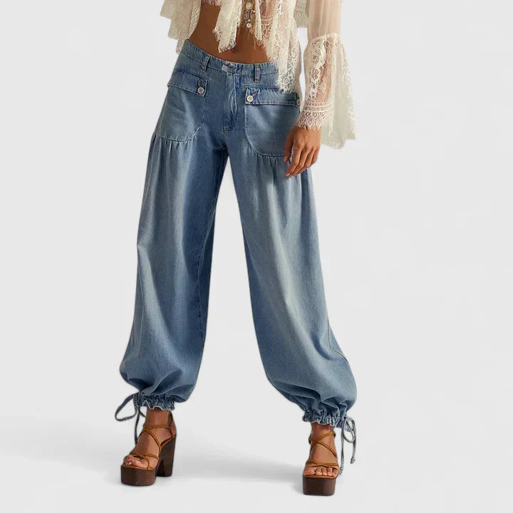 Dametta | Women Drawstring Barrel Jeans