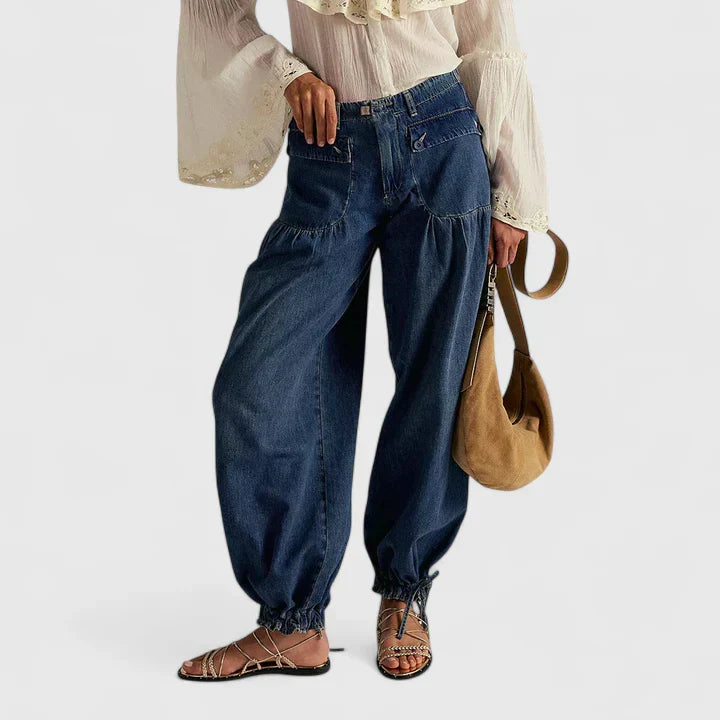 Dametta | Women Drawstring Barrel Jeans
