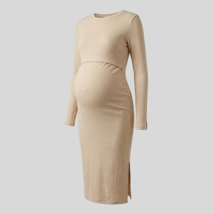 Wenna | Women Ribbed Underbust Long Sleeve Maternity Dress