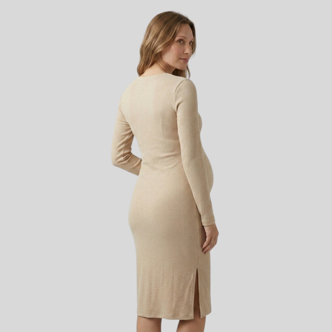 Wenna | Women Ribbed Underbust Long Sleeve Maternity Dress