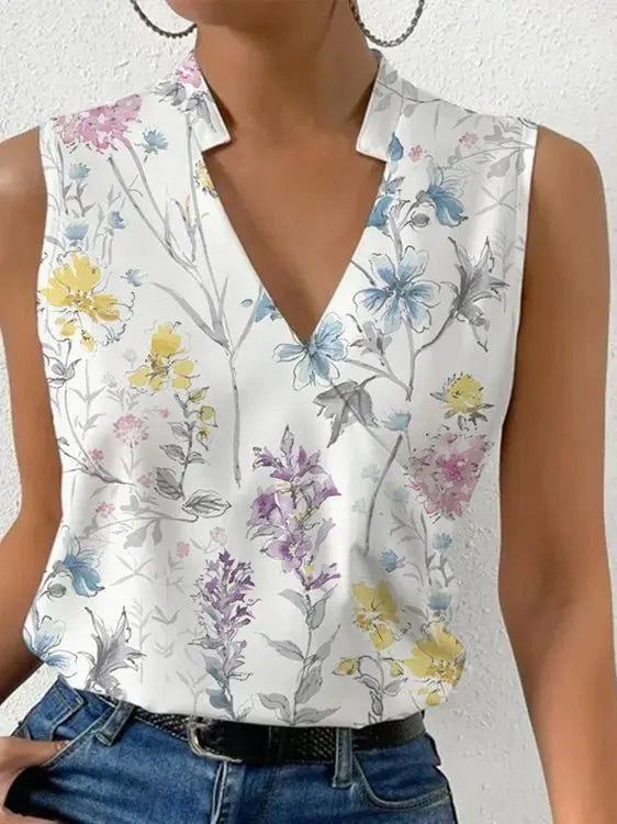 Harlow | Women's V Neck Sleeveless Wrap Front Office Blouse
