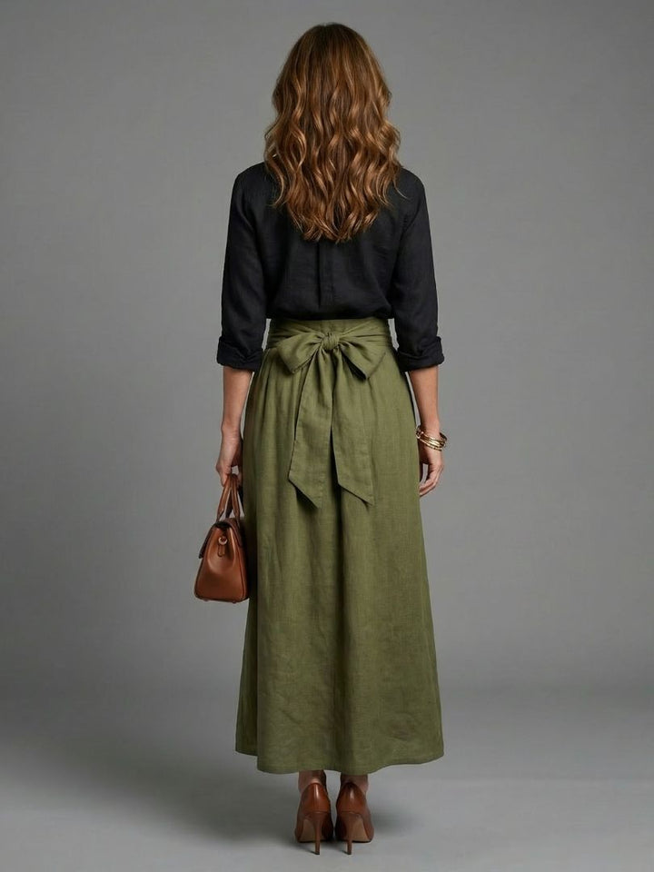 Marnie | Women's Black Shirt Olive Wide Leg Two Piece Set