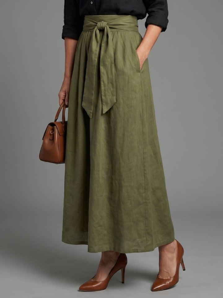 Marnie | Women's Black Shirt Olive Wide Leg Two Piece Set
