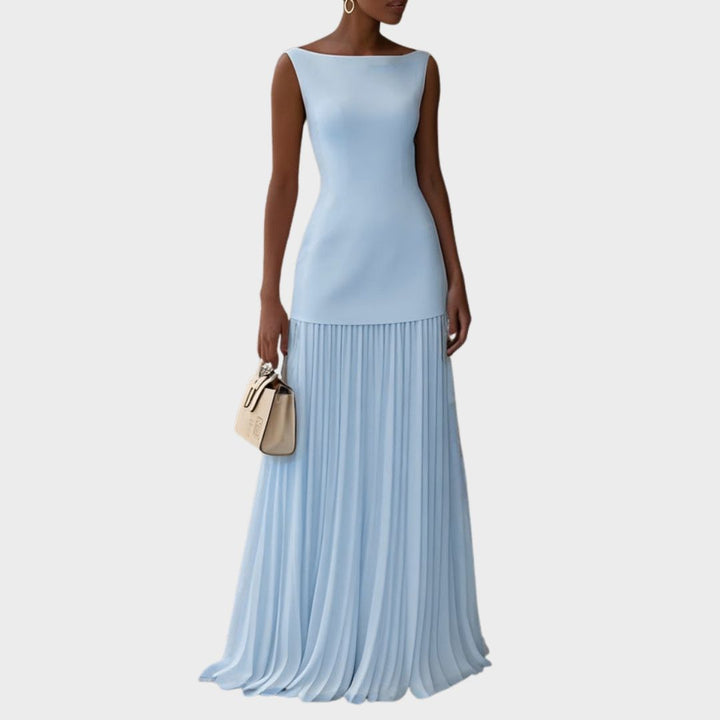 Verity | Women's Sleeveless Pleated Cocktail Maxi Dress