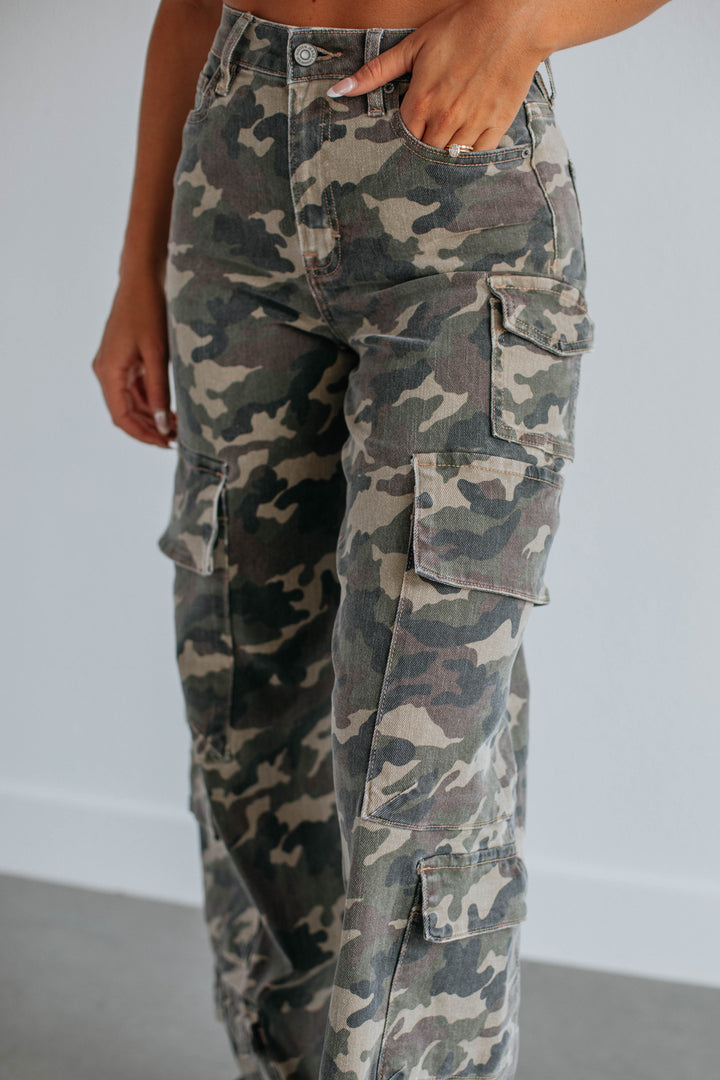 Calpurnia | Women Wide Leg Cargo Jeans