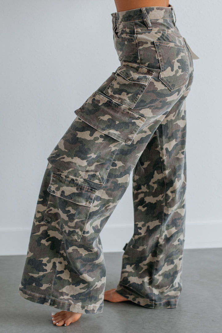 Calpurnia | Women Wide Leg Cargo Jeans