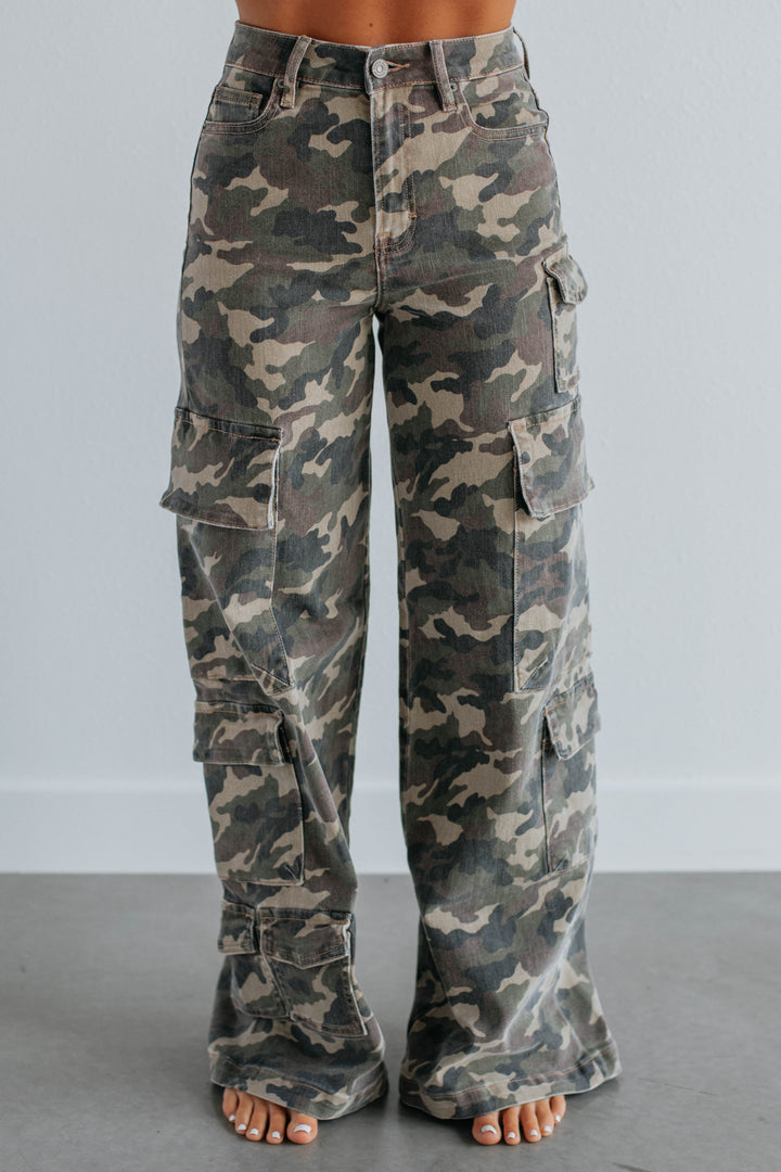 Calpurnia | Women Wide Leg Cargo Jeans