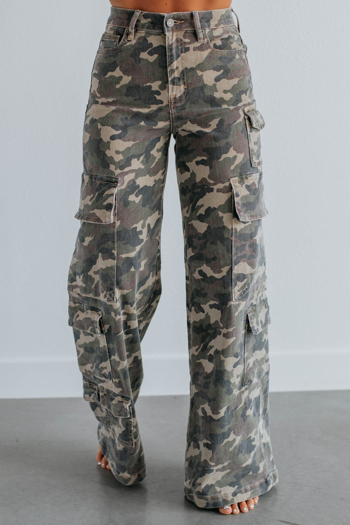 Calpurnia | Women Wide Leg Cargo Jeans