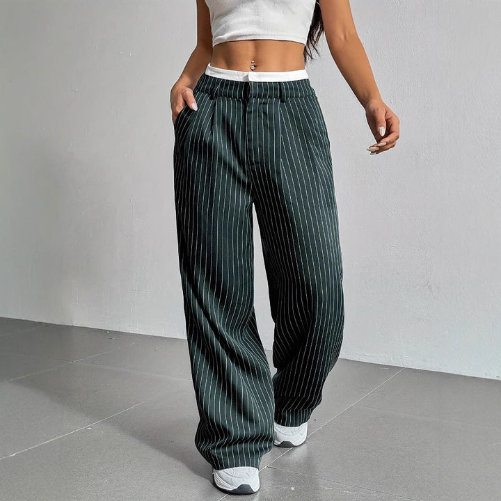 Stylish Stripe Wide Leg Pants for Women with Plus Size Flowy Casual Style