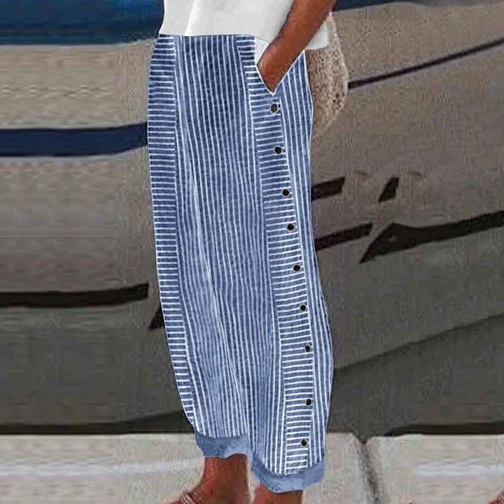 Sarah | Women's Striped Wide Leg Casual Linen Pants