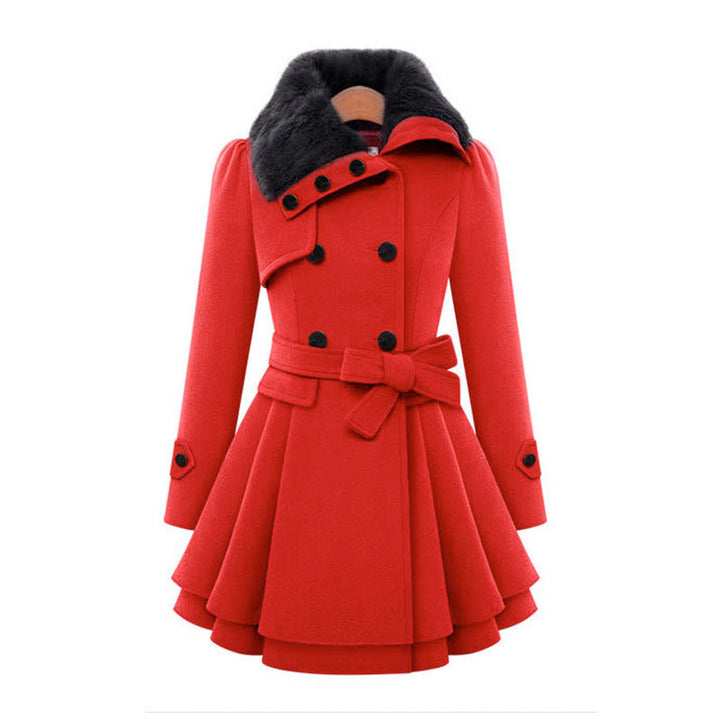Zosime | Women Belted Fur Collar Coat