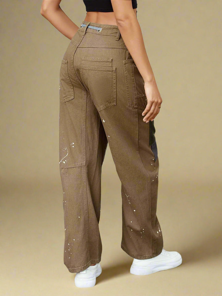 Felixa | Women Wide Leg Patchwork Drawstring Pants