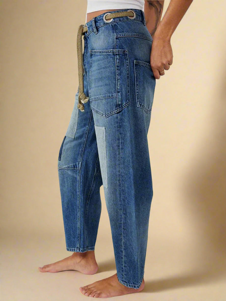 Felixa | Women Wide Leg Patchwork Drawstring Pants