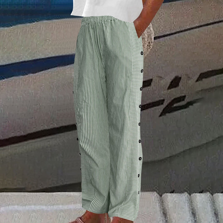 Sarah | Women's Striped Wide Leg Casual Linen Pants