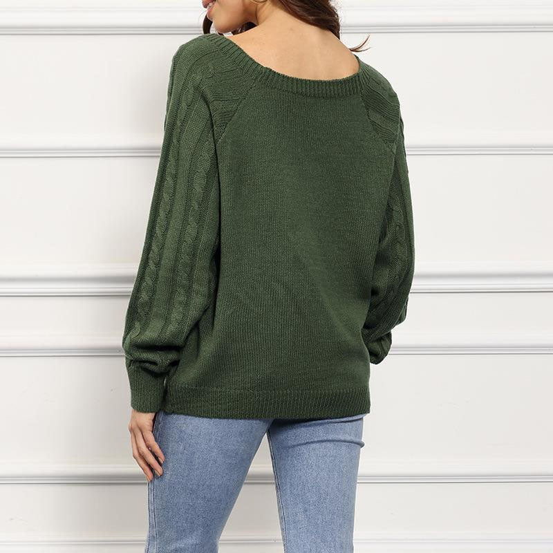 Alysia | Women Button Crew Cable Knit Pullover