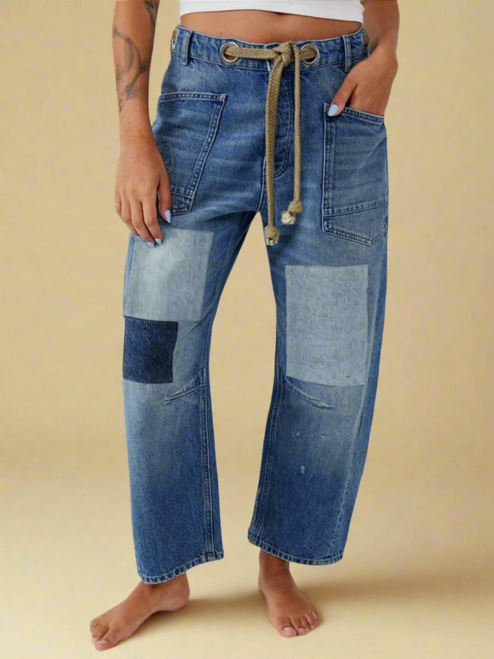 Felixa | Women Wide Leg Patchwork Drawstring Pants