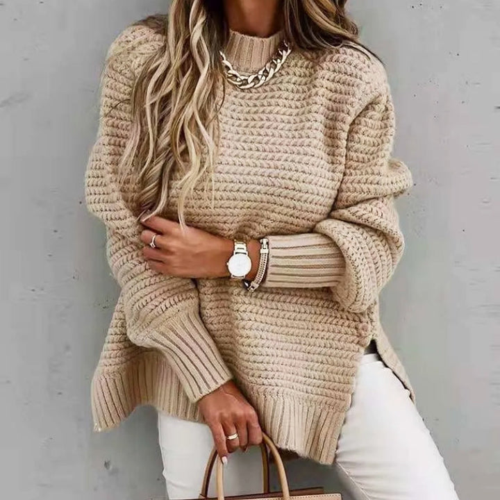 Blakely | Women's Chunky Knit Funnel Neck Drop Shoulder Sweater