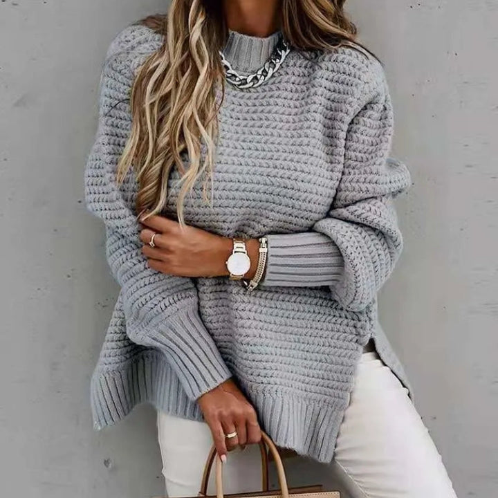 Blakely | Women's Chunky Knit Funnel Neck Drop Shoulder Sweater