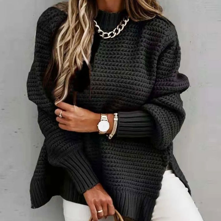 Blakely | Women's Chunky Knit Funnel Neck Drop Shoulder Sweater