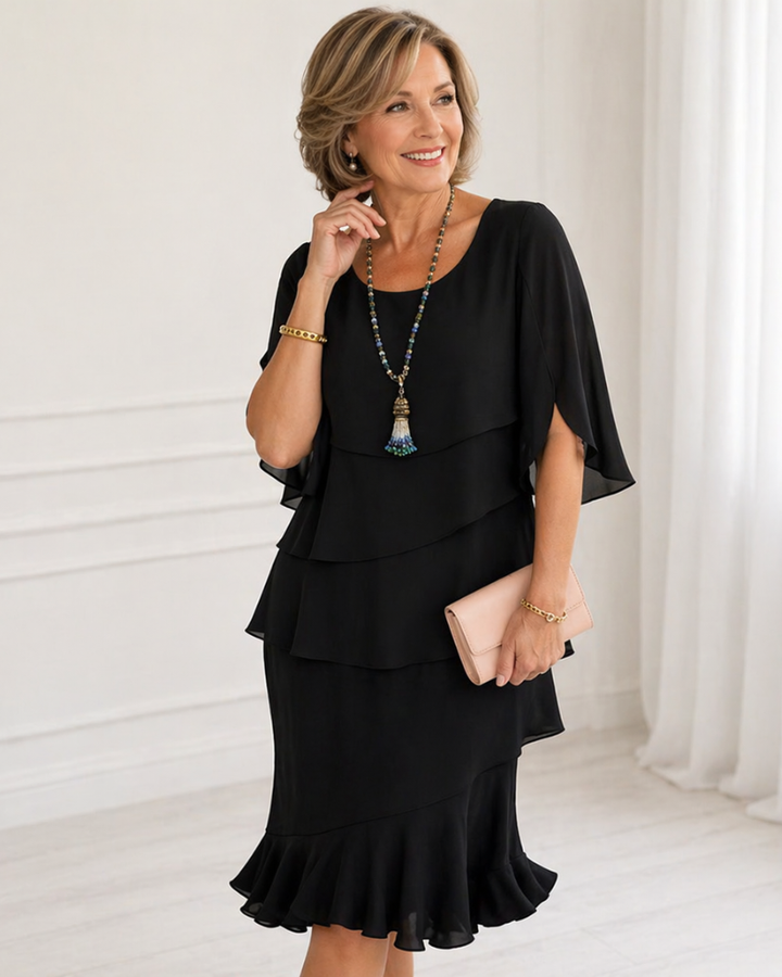 Estelle | Women's Tiered Flutter Cocktail Dress