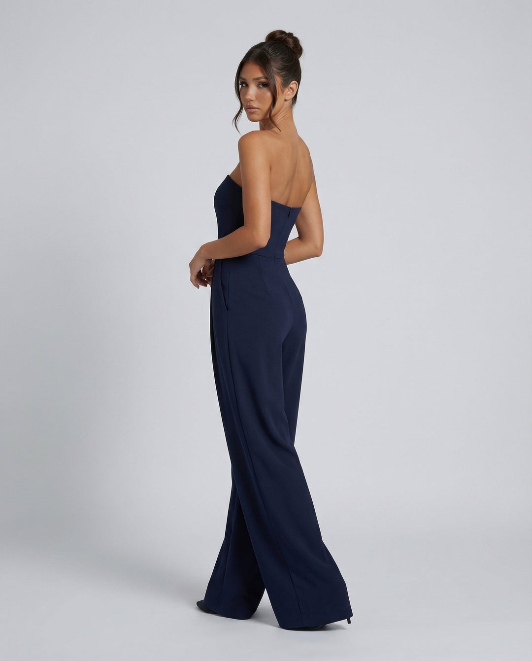 Blue Jumpsuit Strapless Wide Leg