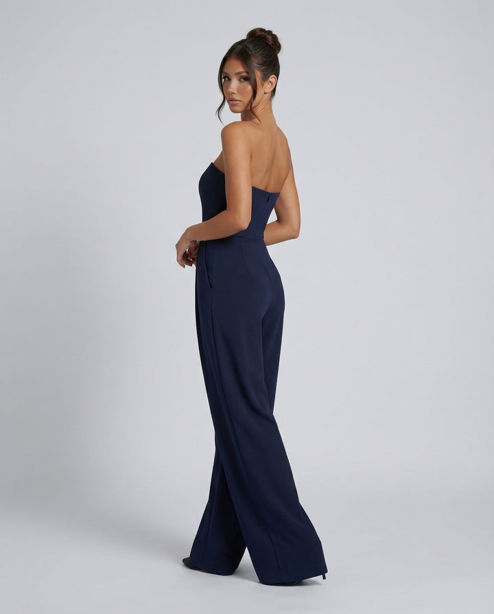 Blue Jumpsuit Strapless Wide Leg