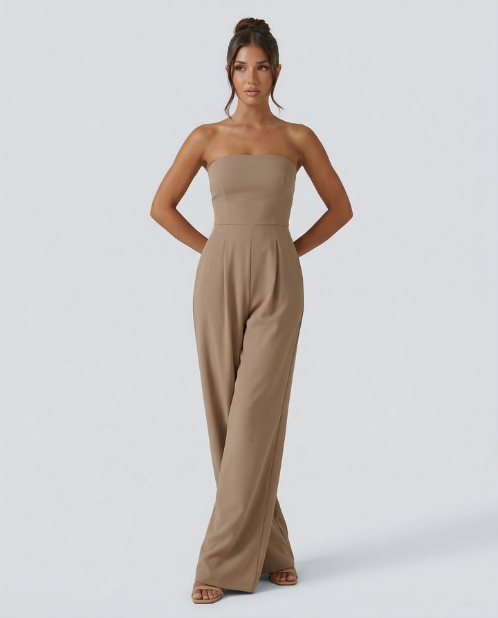 Blue Jumpsuit Strapless Wide Leg