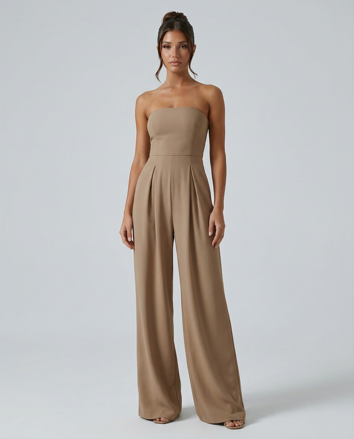 Blue Jumpsuit Strapless Wide Leg