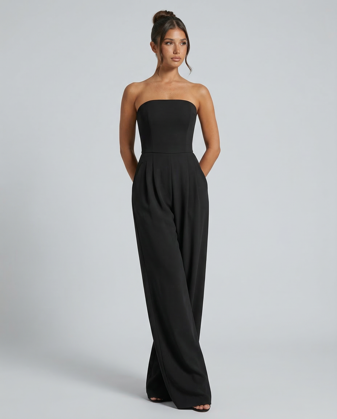 Blue Jumpsuit Strapless Wide Leg