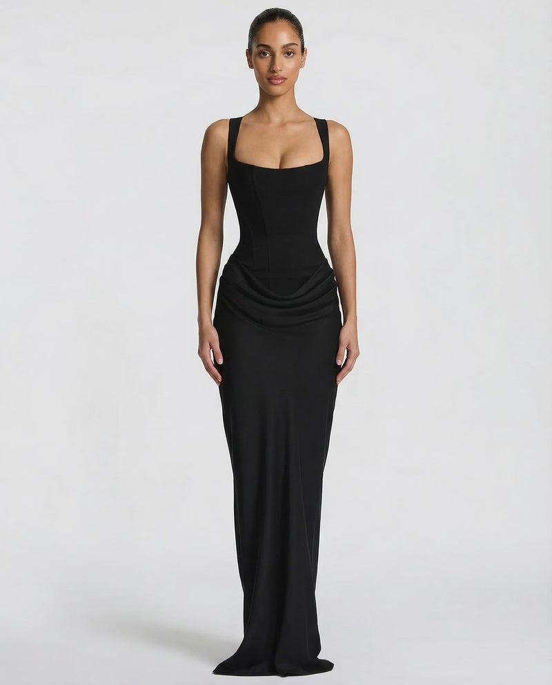 Cosette | Women Corset Satin Formal Maxi Dress