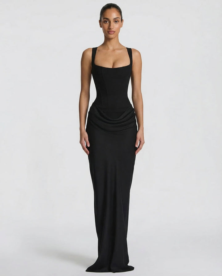 Cosette | Women Corset Satin Formal Maxi Dress