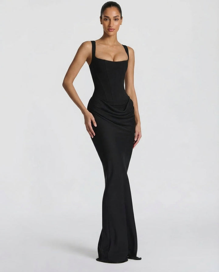 Cosette | Women Corset Satin Formal Maxi Dress