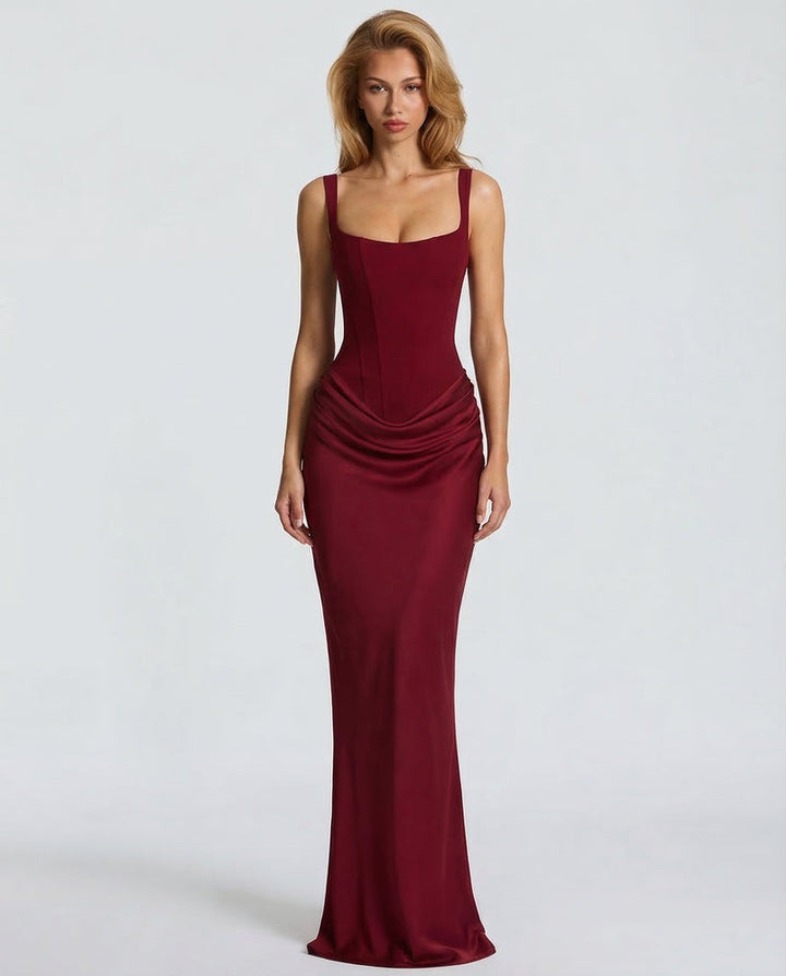 Cosette | Women Corset Satin Formal Maxi Dress