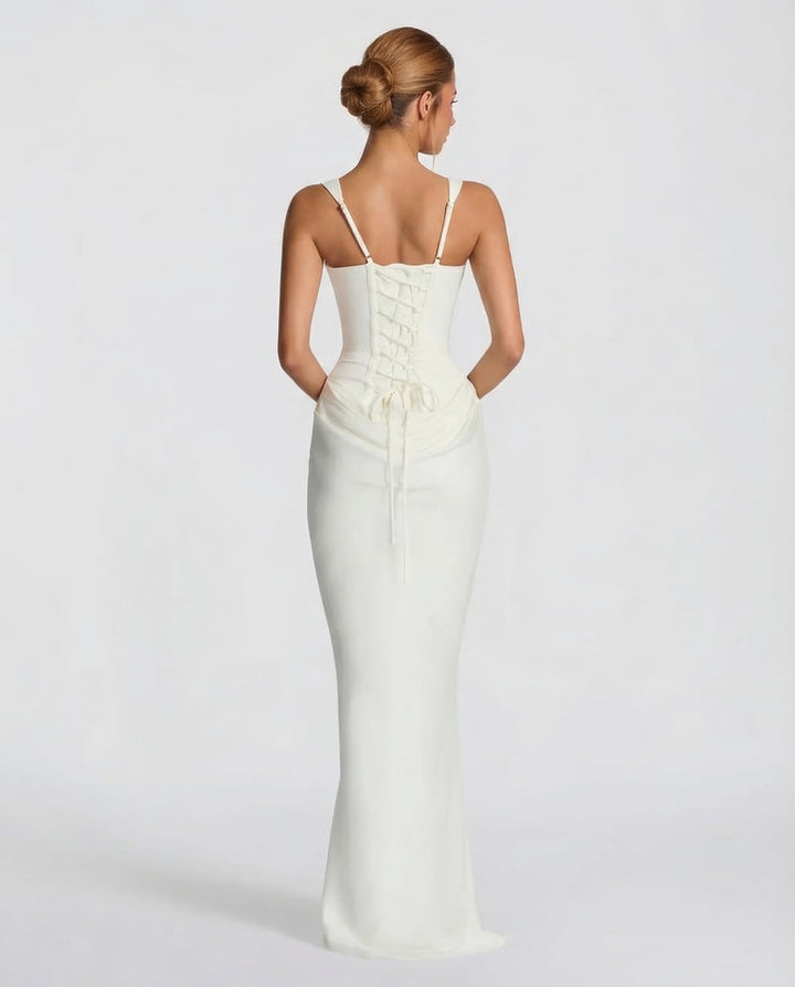 Cosette | Women Corset Satin Formal Maxi Dress