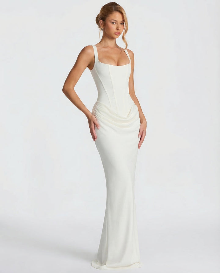 Cosette | Women Corset Satin Formal Maxi Dress