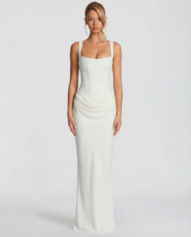 Cosette | Women Corset Satin Formal Maxi Dress