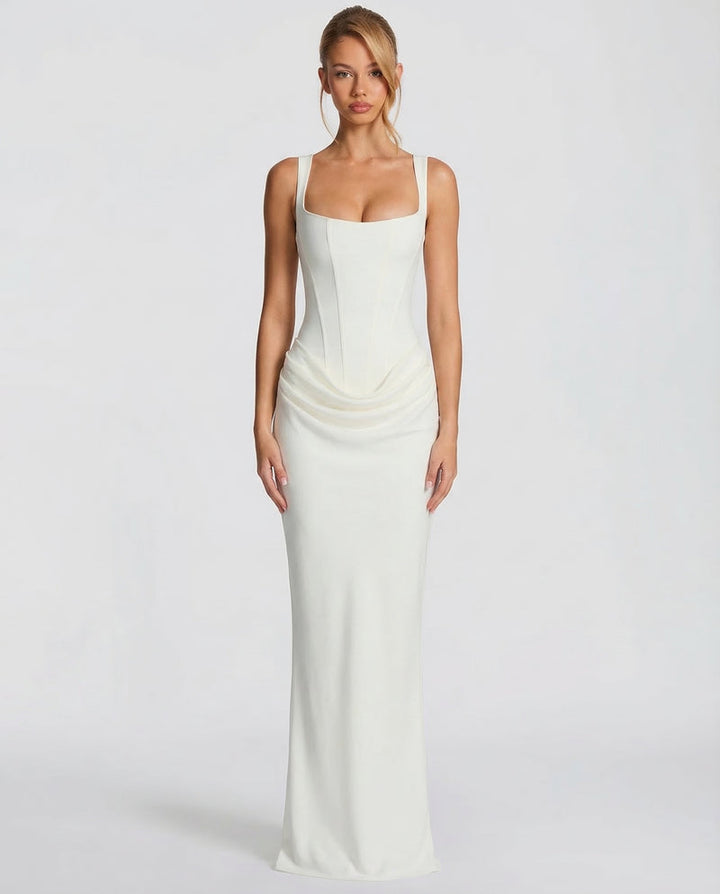 Cosette | Women Corset Satin Formal Maxi Dress