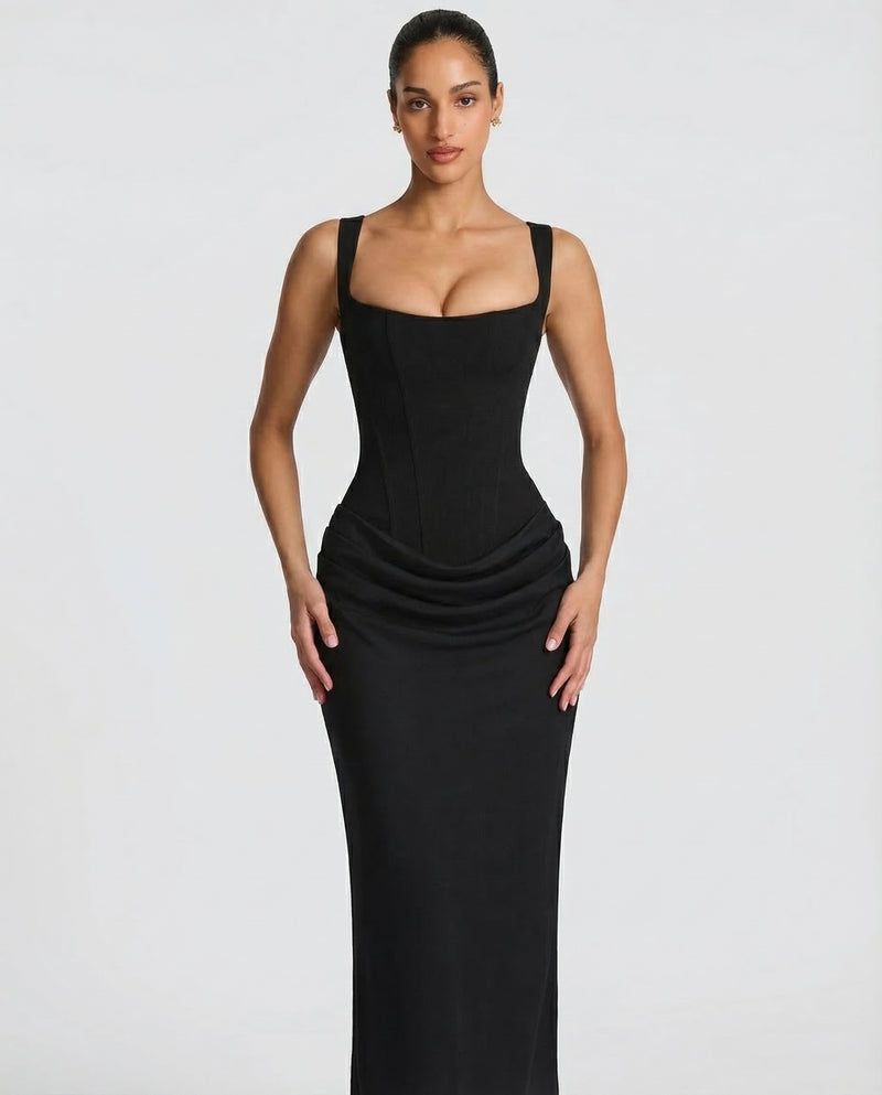 Cosette | Women Corset Satin Formal Maxi Dress