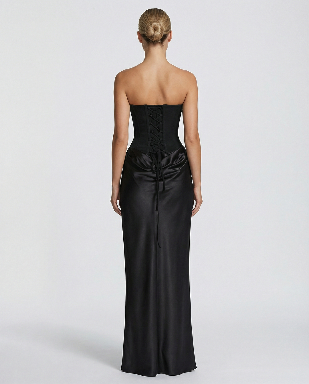 Evie | Women Strapless Corset Satin Formal Maxi Dress