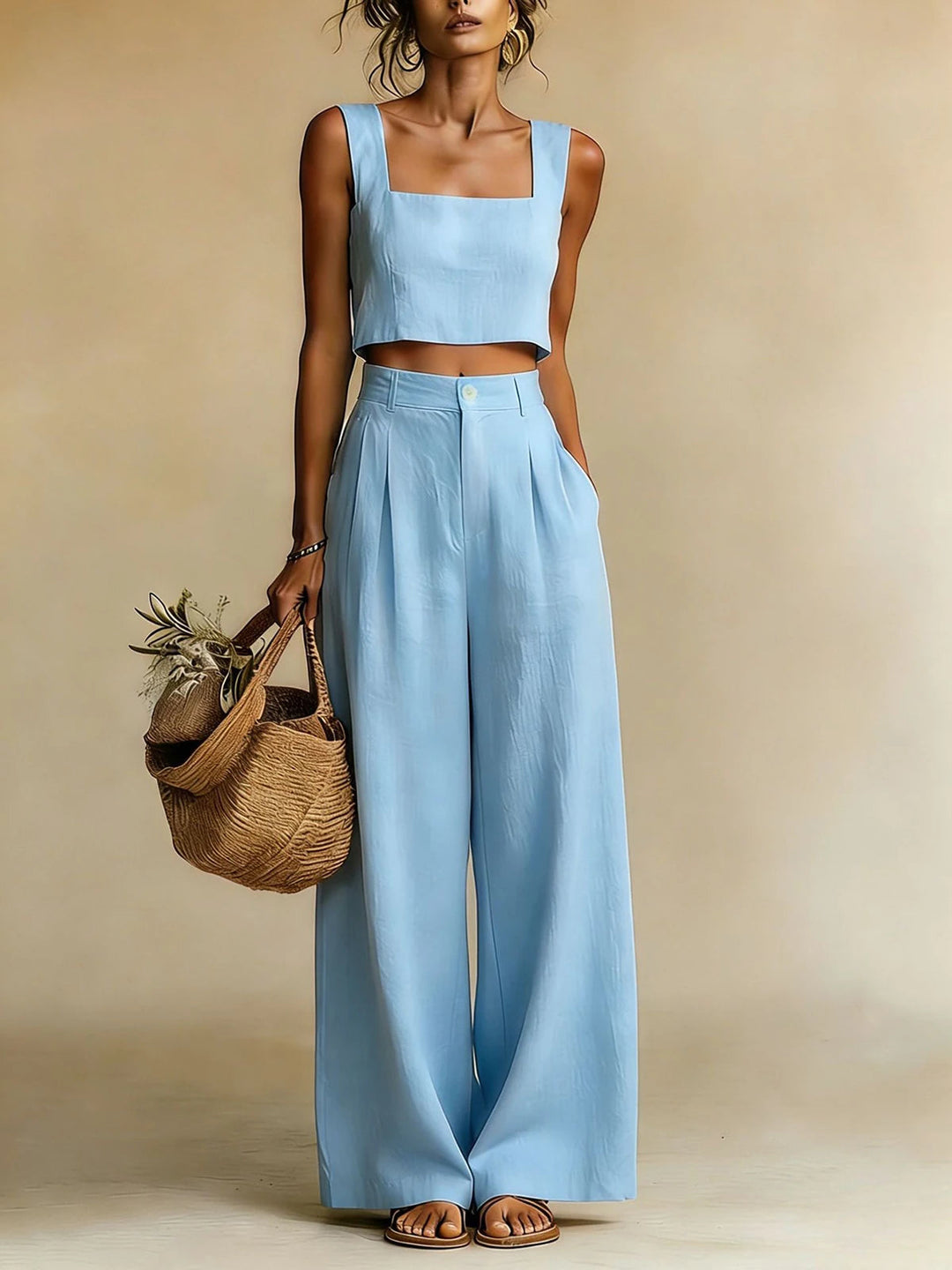 Melisende | Women Square Neck Palazzo Pants Set