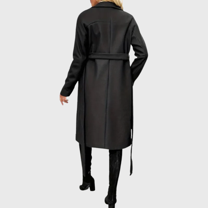 Bianca | Women's Black Belted Extended Length Trench Coat