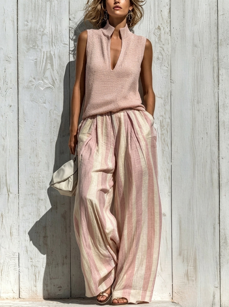 Minerva | Women Sleeveless Wide Leg Two Piece Set