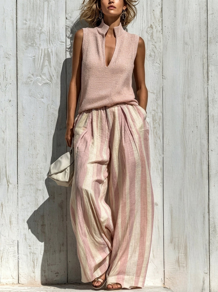 Minerva | Women Sleeveless Wide Leg Two Piece Set