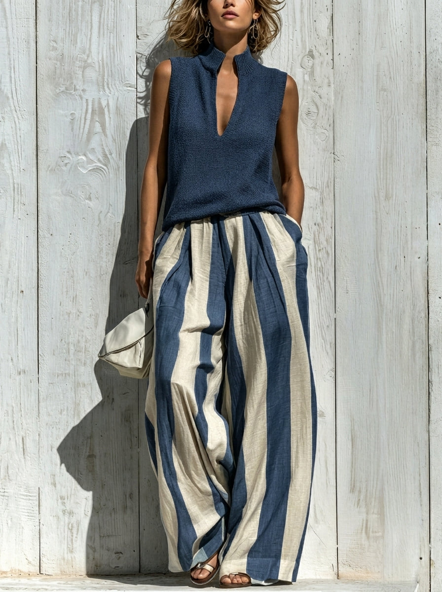 Minerva | Women Sleeveless Wide Leg Two Piece Set