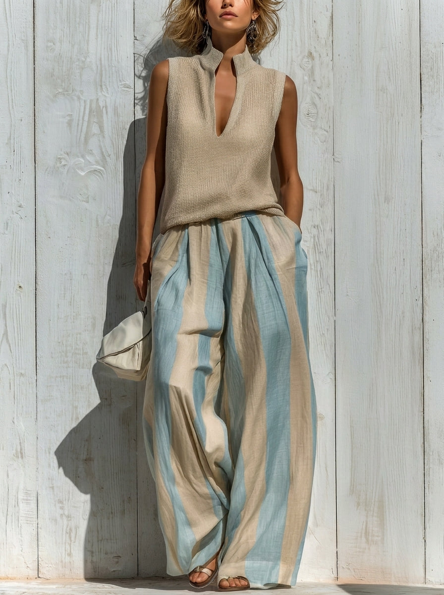 Minerva | Women Sleeveless Wide Leg Two Piece Set