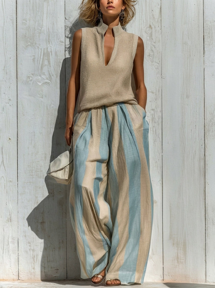 Minerva | Women Sleeveless Wide Leg Two Piece Set