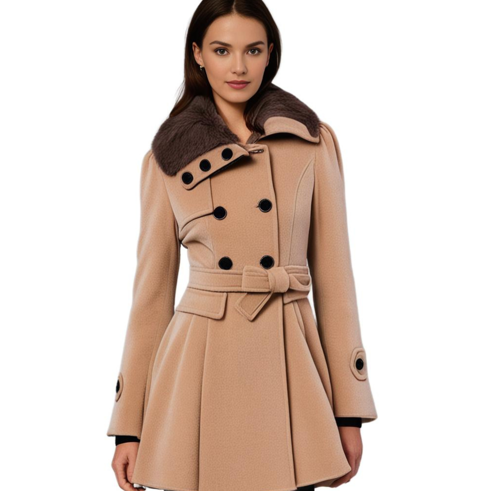 Belisama | Women Belted Flare Collar Coat