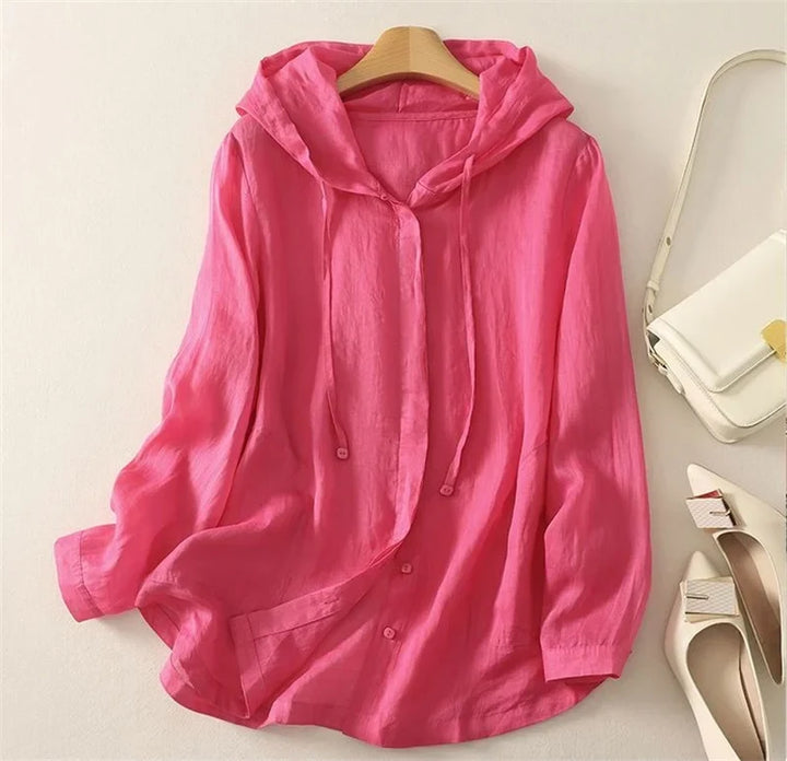 Ainsley | Women's Button Front Casual Hooded Shirt Jacket