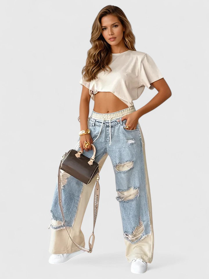 Ysella | Women Colorblock Wide Leg Sweatpants