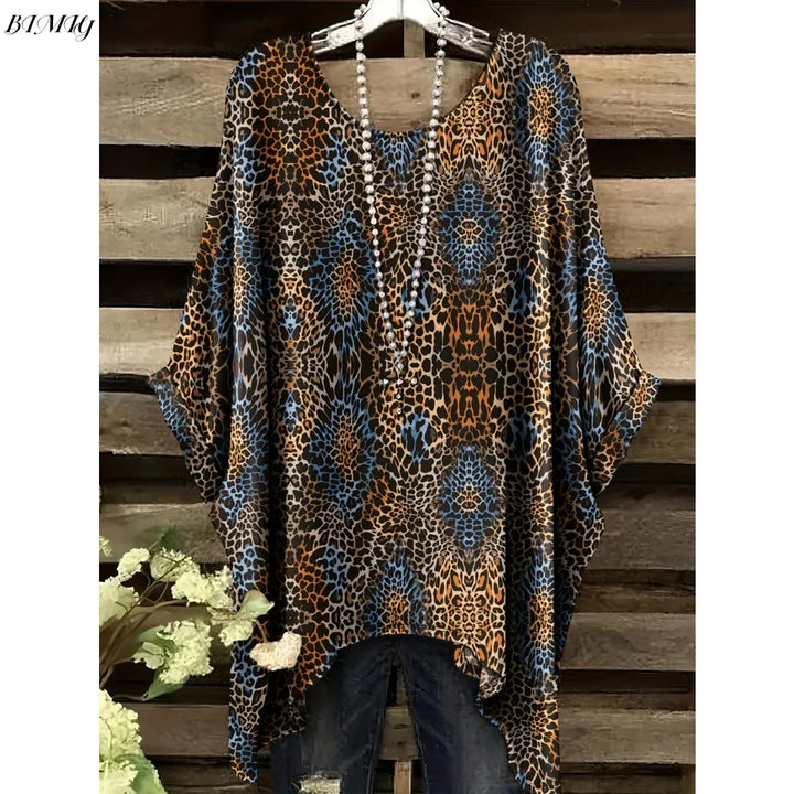 Hope | Women's Floral Crew Neck Short Sleeve Bohemian Tunic